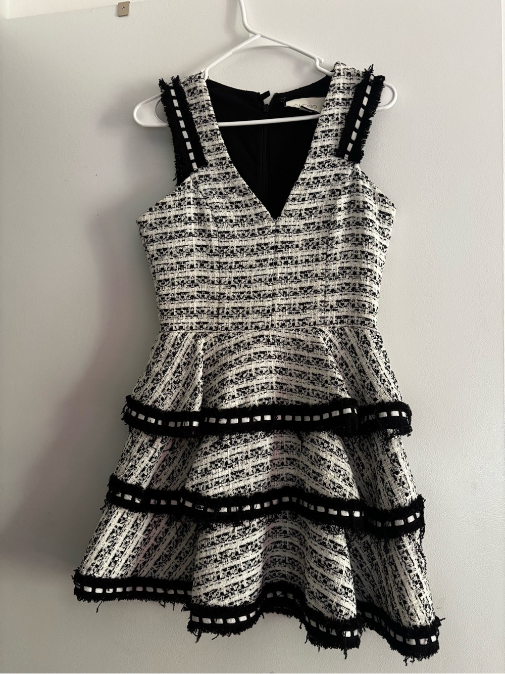 Alexis Black & White Tweed Peplum Girls Dress